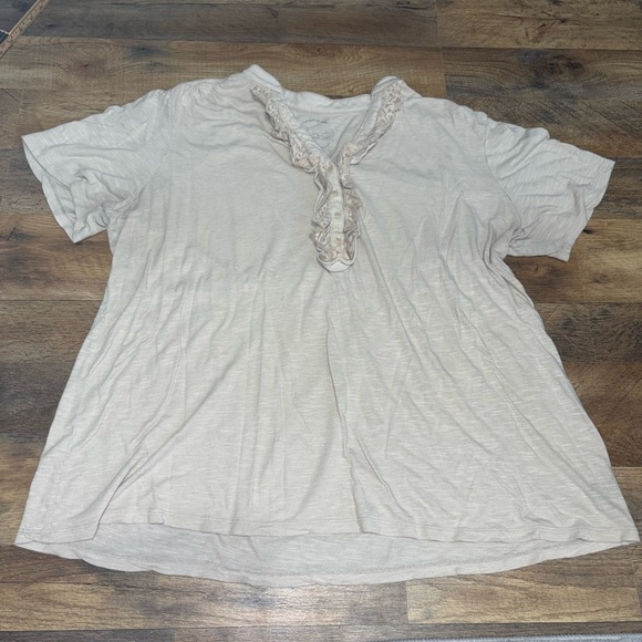 INC International Concepts Tops - INC Beige Ruffle Trim Top
